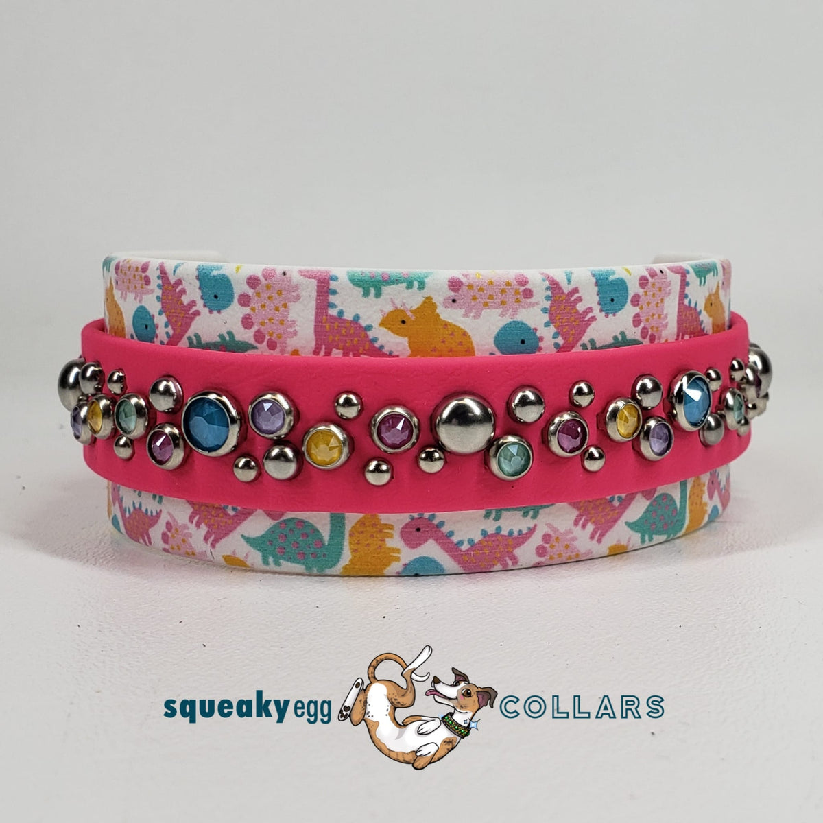 Micro Marbles Over Pastel Dinos Printed Biothane Buckle Collar micro-marbles-over-pastel-dinos-printed-biothane-buckle-collar